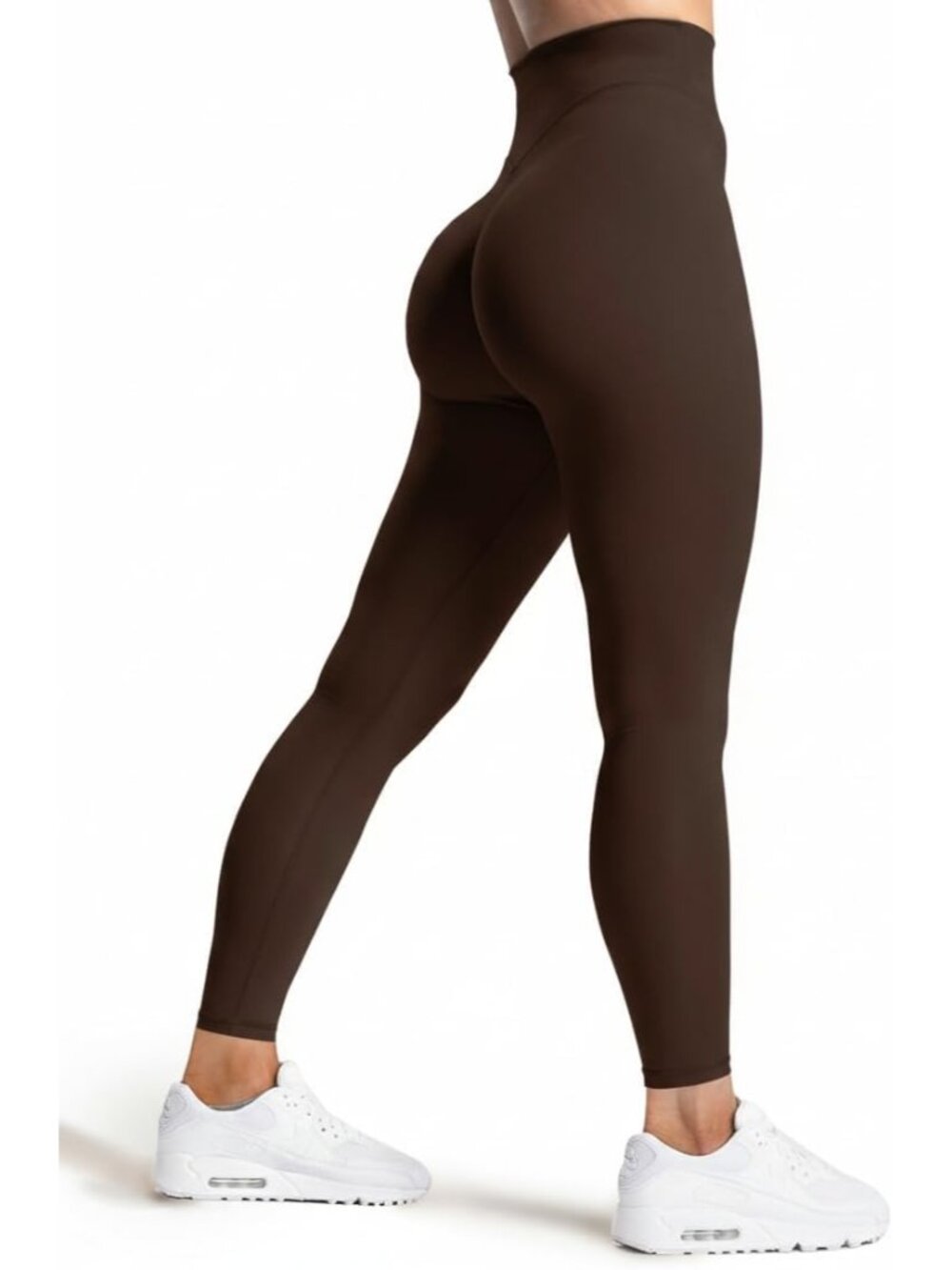 Women's Chocolate Brown Pull On High Waisted V-Back Yoga Pant Workout Legging